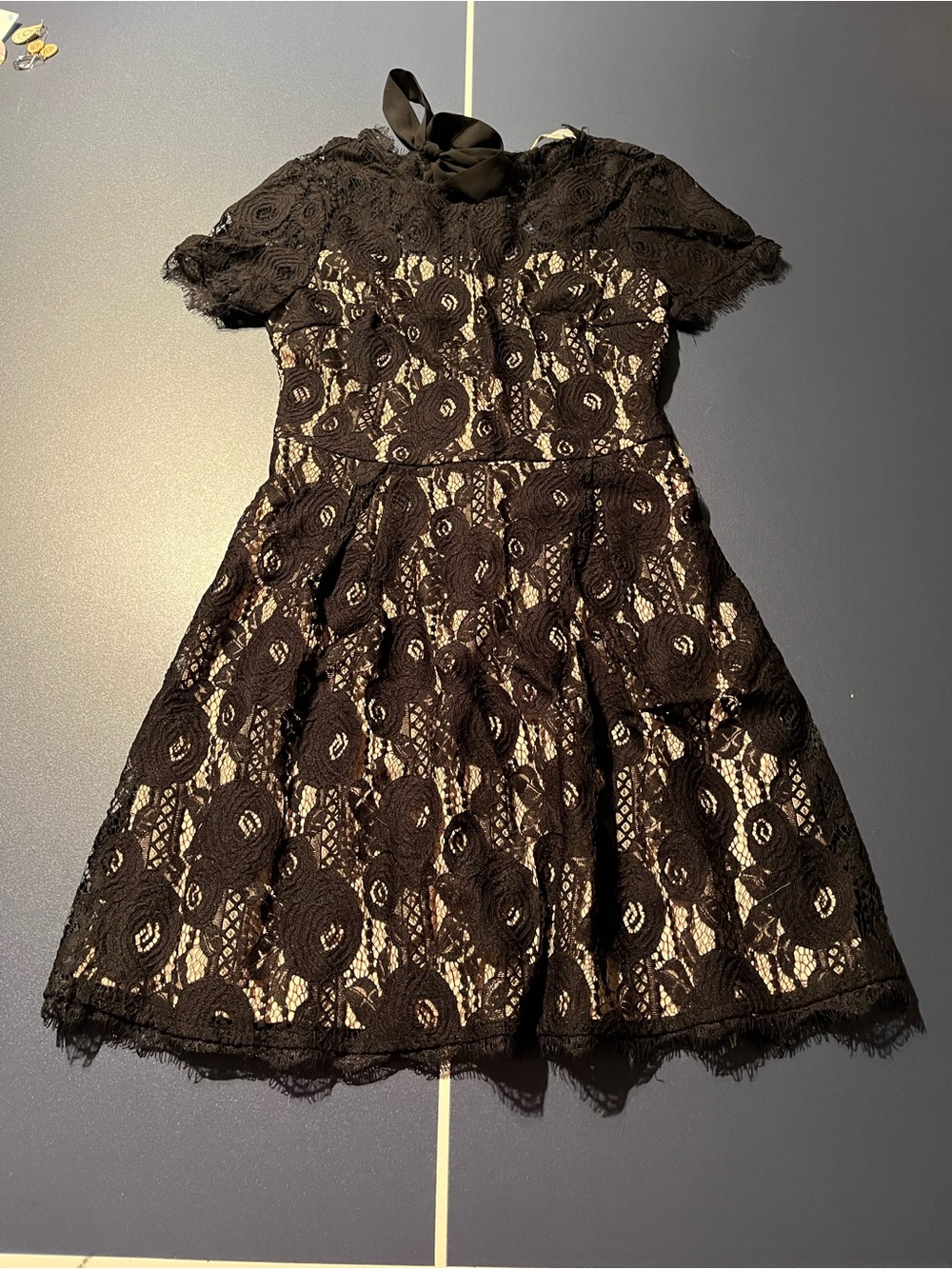 Francesca's Collections Black Lace Fit-and-Flare Dress